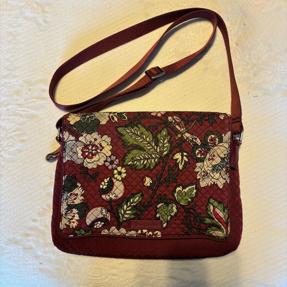 Vera Bradley Floral Quilted Reversible Flap Crossbody in Bordeaux Blooms